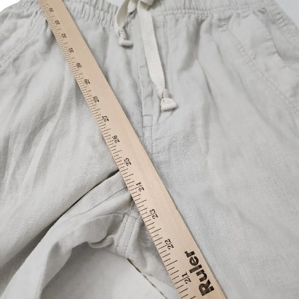 Zara‎ Joggers Womens XS Cream Liken High-Rise Drawstring Lightweight Pants Beach